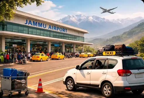 Taxi pickup at Jammu Airport